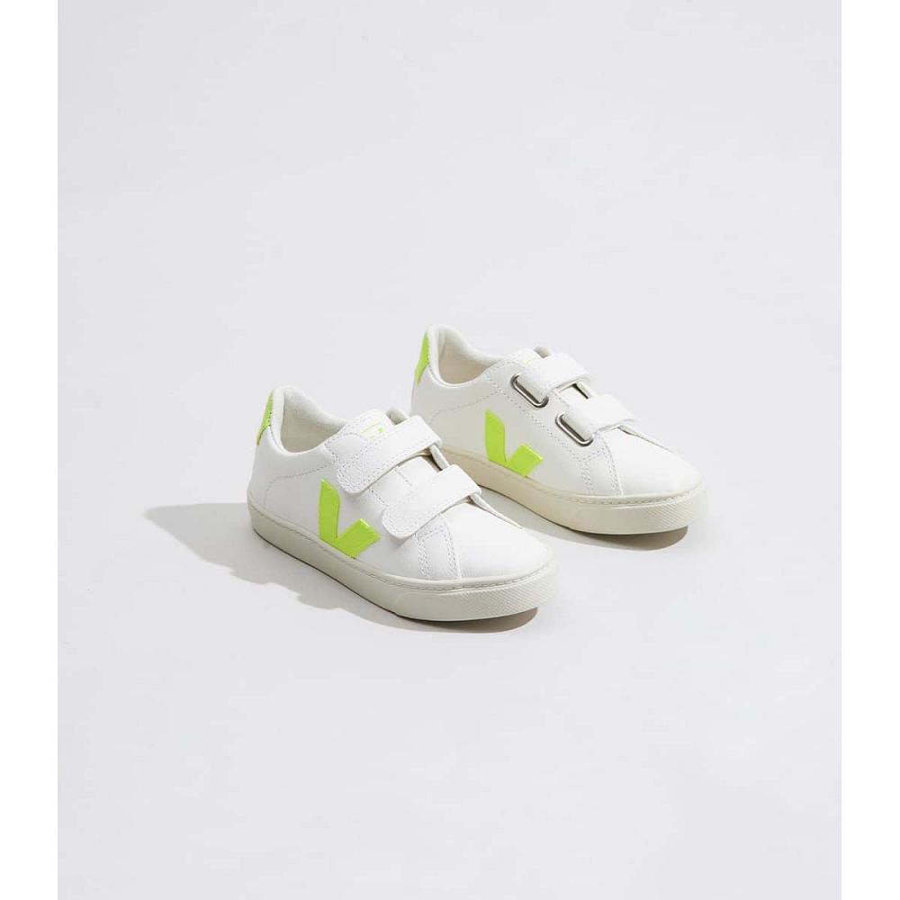 Kids' Veja ESPLAR CHROMEFREE Shoes White/Green | ZA 726GSO